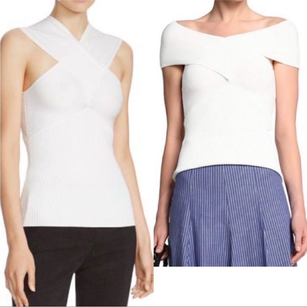 MAJE | White Two-Way Manhattan Ribbed Top Women’s Size Large (3)